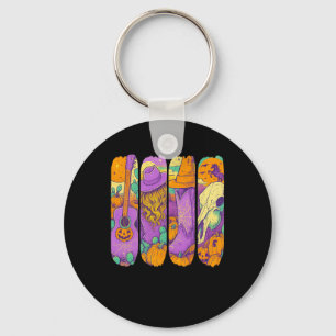 Western Halloween Cowgirl Pumkin Guitar Boots Cow Key Ring
