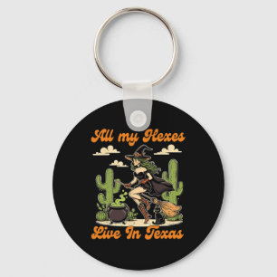 Western Halloween Cowgirl Witch All My Hexes Live Key Ring