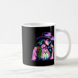 Western Halloween Cowgirl With Ghost Pop Art Coffee Mug