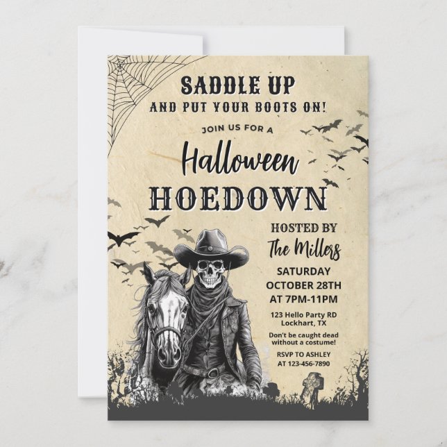 Western Halloween Hoedown Cowboy Party Invitation (Front)