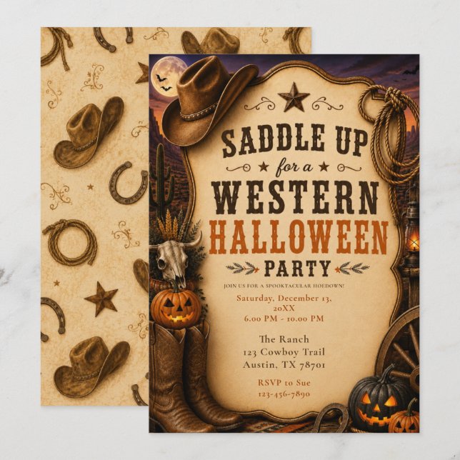Western Halloween Party Invitation (Front/Back)