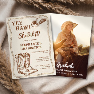 Western Hand Drawn Cowboy Boots Graduation Party Invitation