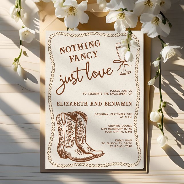Western Hand Drawn Nothing Fancy Engagement Party Invitation (Creator Uploaded)