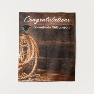 Western Hat and Lasso Backdrop for Grad party Tapestry
