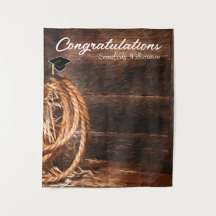 Western Hat and Lasso Backdrop for Grad party Tapestry