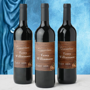 Western Hat and Lasso Graduation party Wine Label