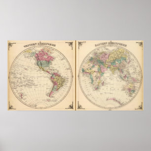 Western Hemisphere and Eastern Hemisphere Poster