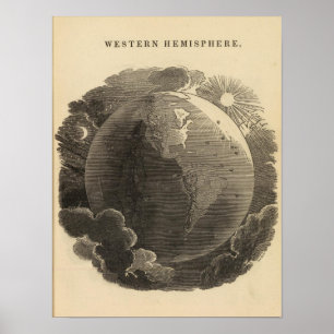 Western Hemisphere Map by Goodrich Poster