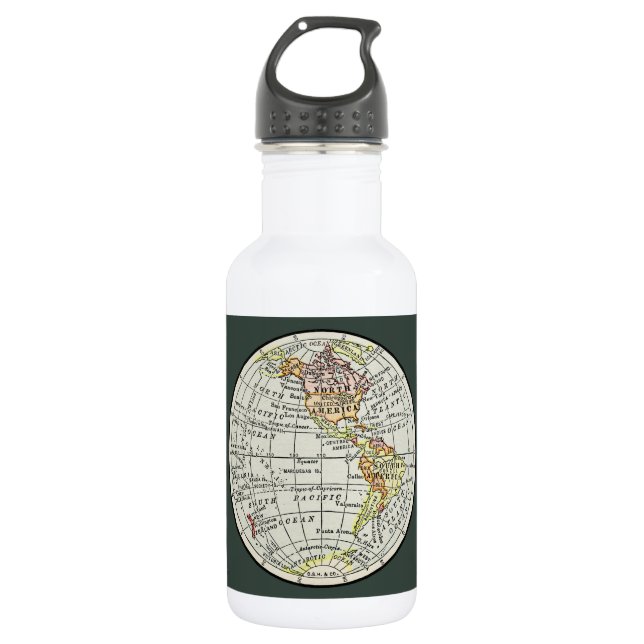 Western Hemisphere Map Globe Travel 532 Ml Water Bottle (Front)