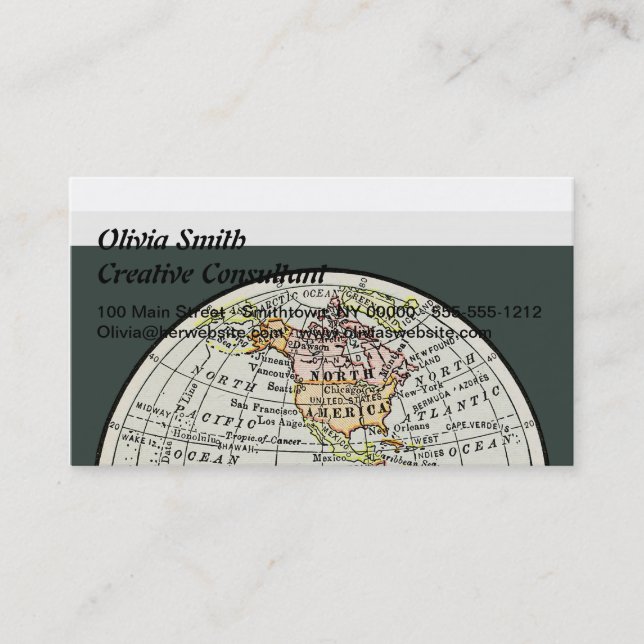 Western Hemisphere Map Globe Travel Business Card (Front)