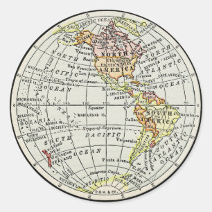Western Hemisphere Map Globe Travel Classic Round Sticker