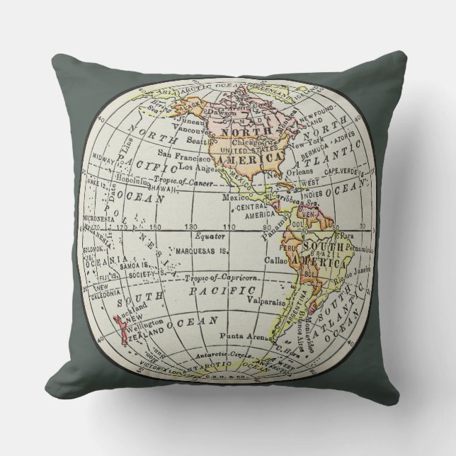Western Hemisphere Map Globe Travel Cushion (Front)