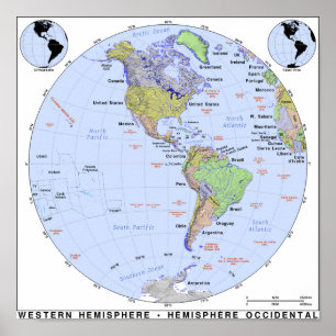 Western Hemisphere Map Poster