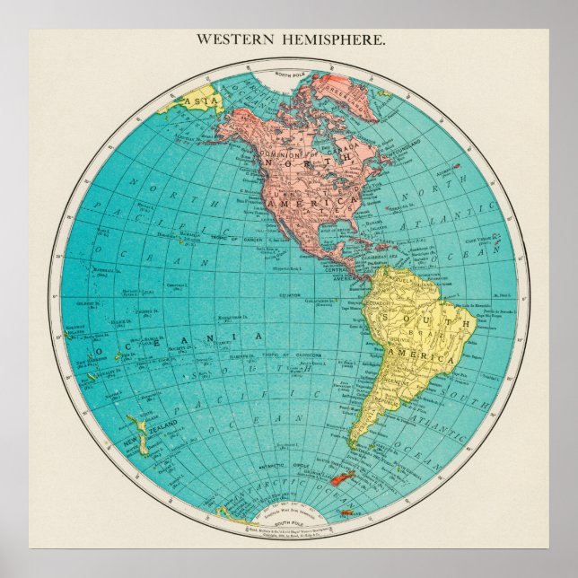 Western Hemisphere World Atlas Map Poster (Front)