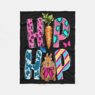 Western Hip Hop Bunny And Carrot Happy Easter Day  Fleece Blanket