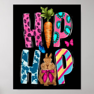 Western Hip Hop Bunny And Carrot Happy Easter Day  Poster