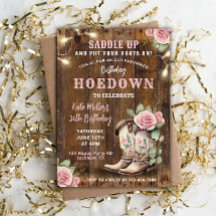 Western Hoedown Floral Cowgirl Birthday with Boots