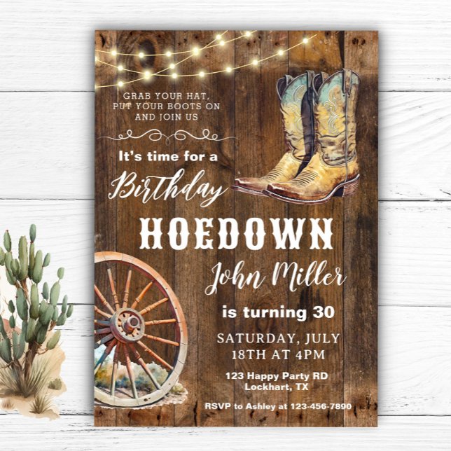 Western Hoedown Party Country Cowboy Boots Invitation (Creator Uploaded)