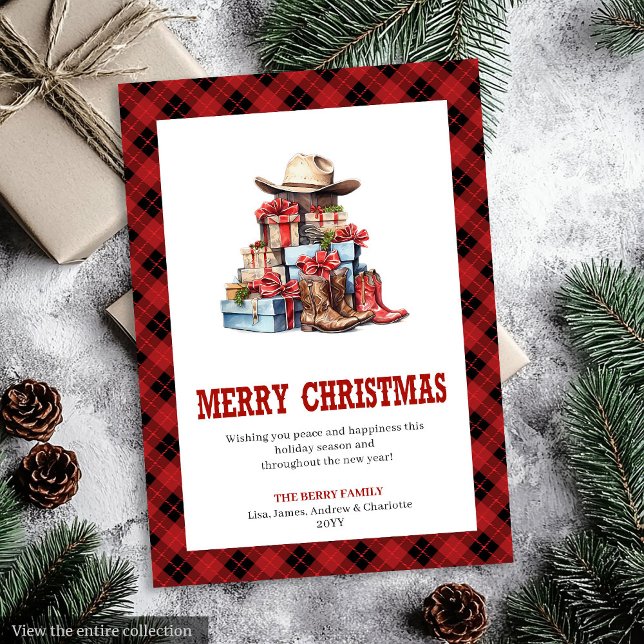 Western holiday card buffalo plaid typography (Western holiday card buffalo plaid typography

)