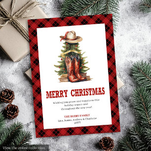 Western holiday card buffalo plaid wild west