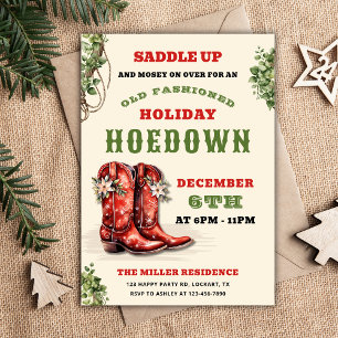 Western Holiday Hoedown, Christmas Country Cowboy  Invitation