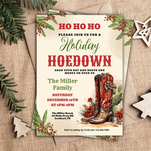 Western Holiday Hoedown, Christmas Country Cowboy Invitation (Creator Uploaded)