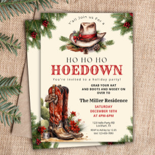 Western Holiday Hoedown, Christmas Country Cowboy  Invitation