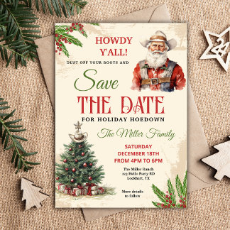 Western Holiday Hoedown Invite, Cowboy Santa Save The Date