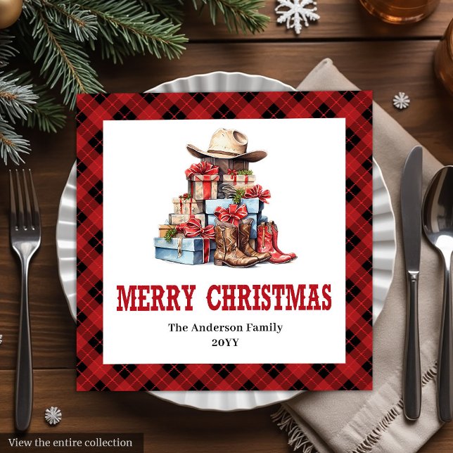 Western holiday napkins with buffalo plaid accent (Western holiday napkins with buffalo plaid accent

)