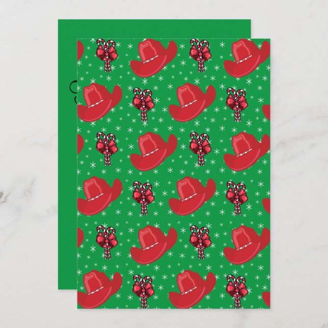 Western Holiday Party Cowboy Hats And Candy Canes Invitation (Front/Back)
