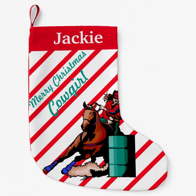 Western Home Decor Christmas Stocking Barrel Racer (Front)