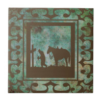 Western Home Decor Praying Cowboy Tile