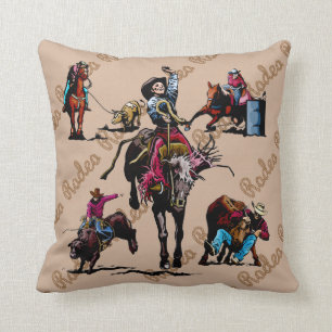 Western Home Decor Rodeo Events Throw Pillow