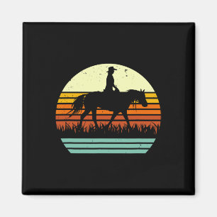 Western Horse And Rider Retro Sun Style Magnet