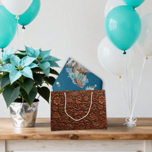 Western Horse Birthday Gift Bag – Tooled Leather (Creator Uploaded)