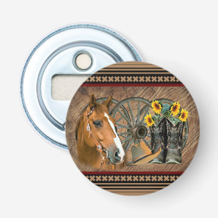 Western Horse Cowboy Boots Cowboy Hat Wagon Wheel Bottle Opener