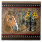 Western Horse Cowboy Boots Cowboy Hat Wagon Wheel