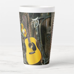 Western Horse Cowboy boots Guitar Sunflowers Latte Mug