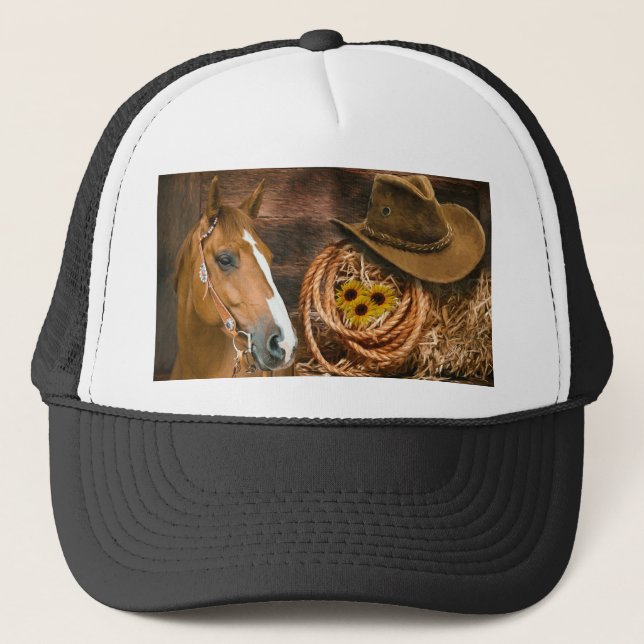 Western Horse Cowboy Hat Lasso Sunflowers  (Front)