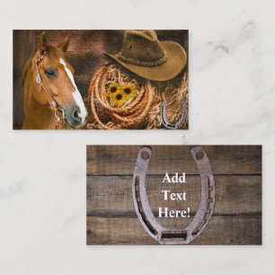 Western Horse Cowboy Hat Lasso Sunflowers  Business Card