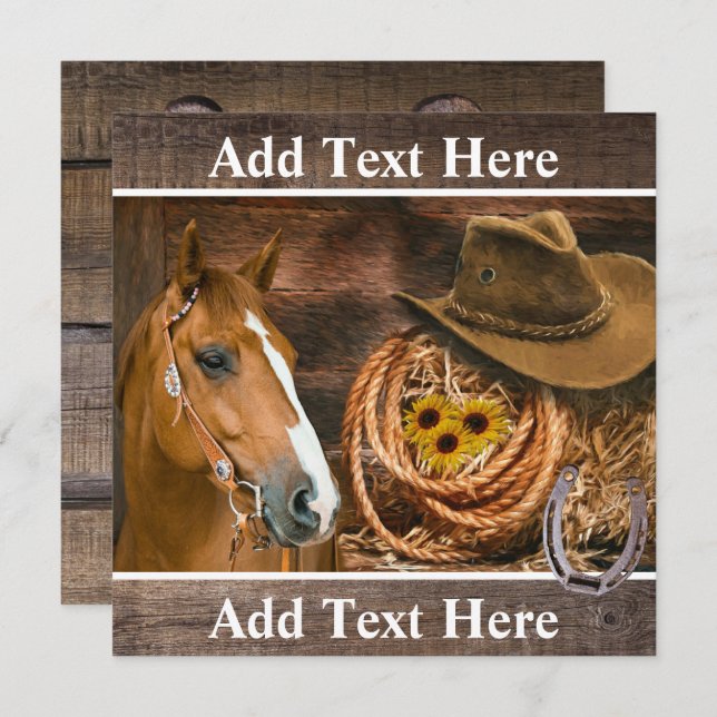 Western Horse Cowboy Hat Lasso Sunflowers  Card (Front/Back)