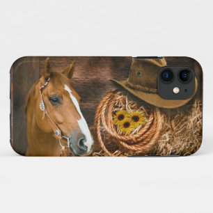 Western Horse Cowboy Hat Lasso Sunflowers iPhone 11 Case
