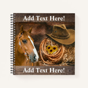 Western Horse Cowboy Hat Lasso Sunflowers  Noteboo Notebook