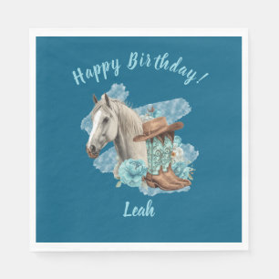 Western Horse Floral Equestrian- Navy Napkins