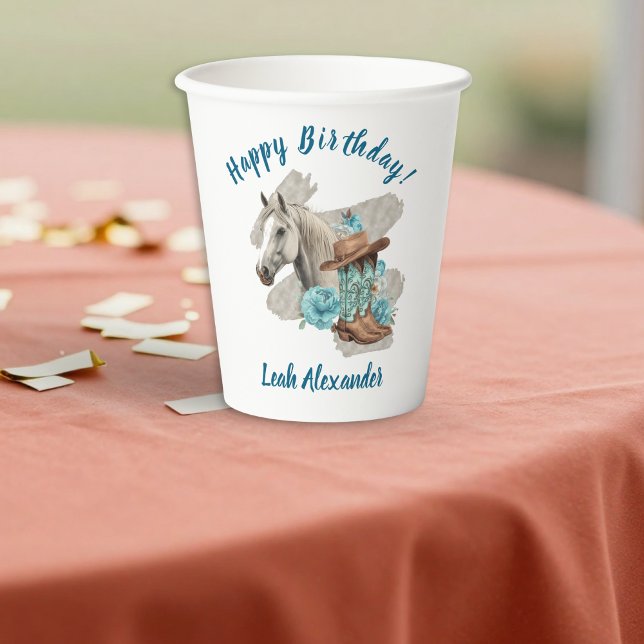 Western Horse Floral Equestrian- White Paper Cups (Creator Uploaded)