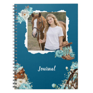 Western Horse Floral Personalised Notebook