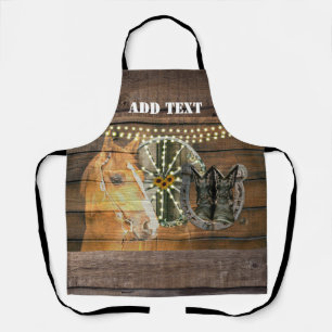 Western Horse Horseshoe Wagon Wheel Cowboy Boots Apron