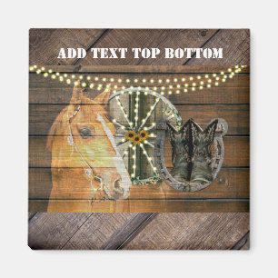 Western Horse Horseshoe Wagon Wheel Cowboy Boots Magnet