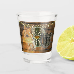 Western Horse Horseshoe Wagon Wheel Cowboy Boots Shot Glass