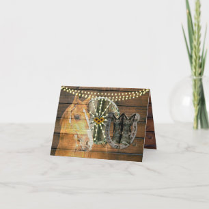 Western Horse Horseshoe Wagon Wheel Cowboy Boots Thank You Card